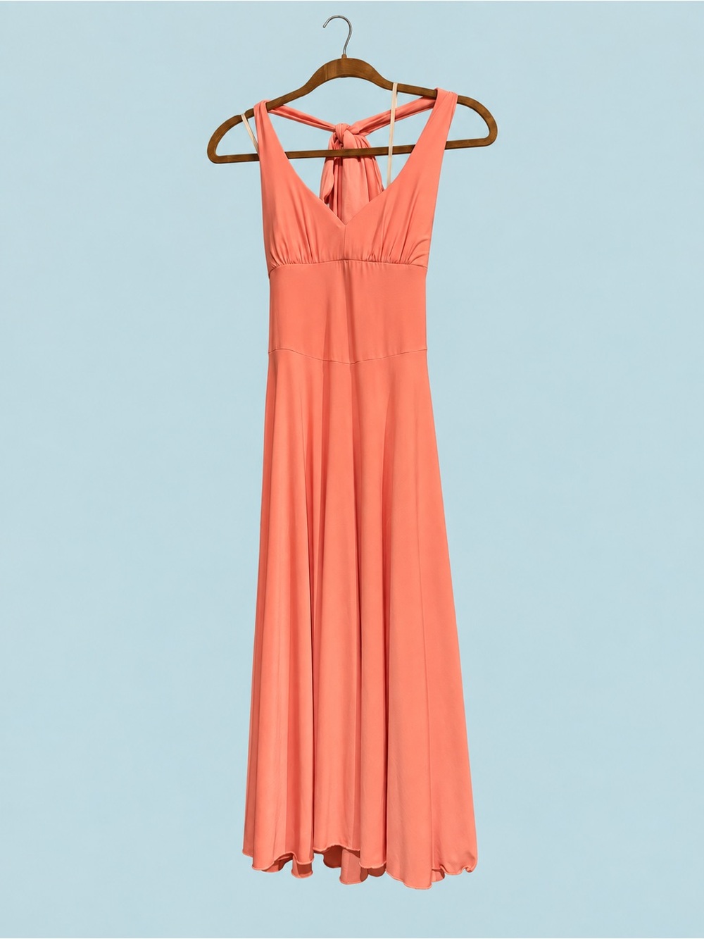 VENUS Coral Tie-Back V-Neck Maxi Dress